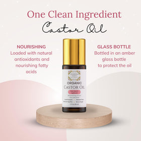 Grandma Flo's Naturals amber glass bottle label highlighting purity and protection