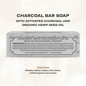Grandpa Soap Company charcoal bar close-up texture showing gentle exfoliation