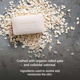 Grandpa Soap Company label detail with chamomile extract and ingredient clarity