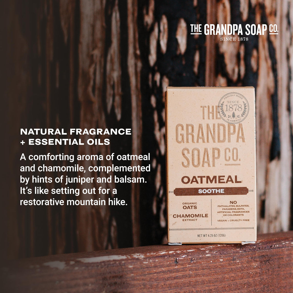 Grandpa Soap Company soap resting in a shower showing practical everyday use