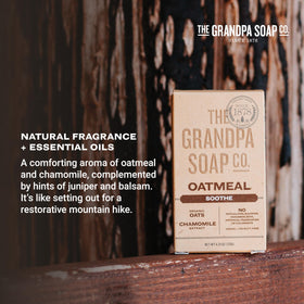 Grandpa Soap Company soap resting in a shower showing practical everyday use