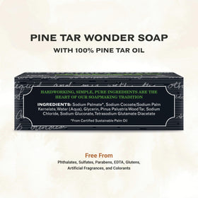 Grandpa Soap Company close-up texture of pine tar bar, showing rich surface detail and quality