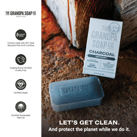 Grandpa Soap Company size-comparison with 4.25 oz label showing portion clarity