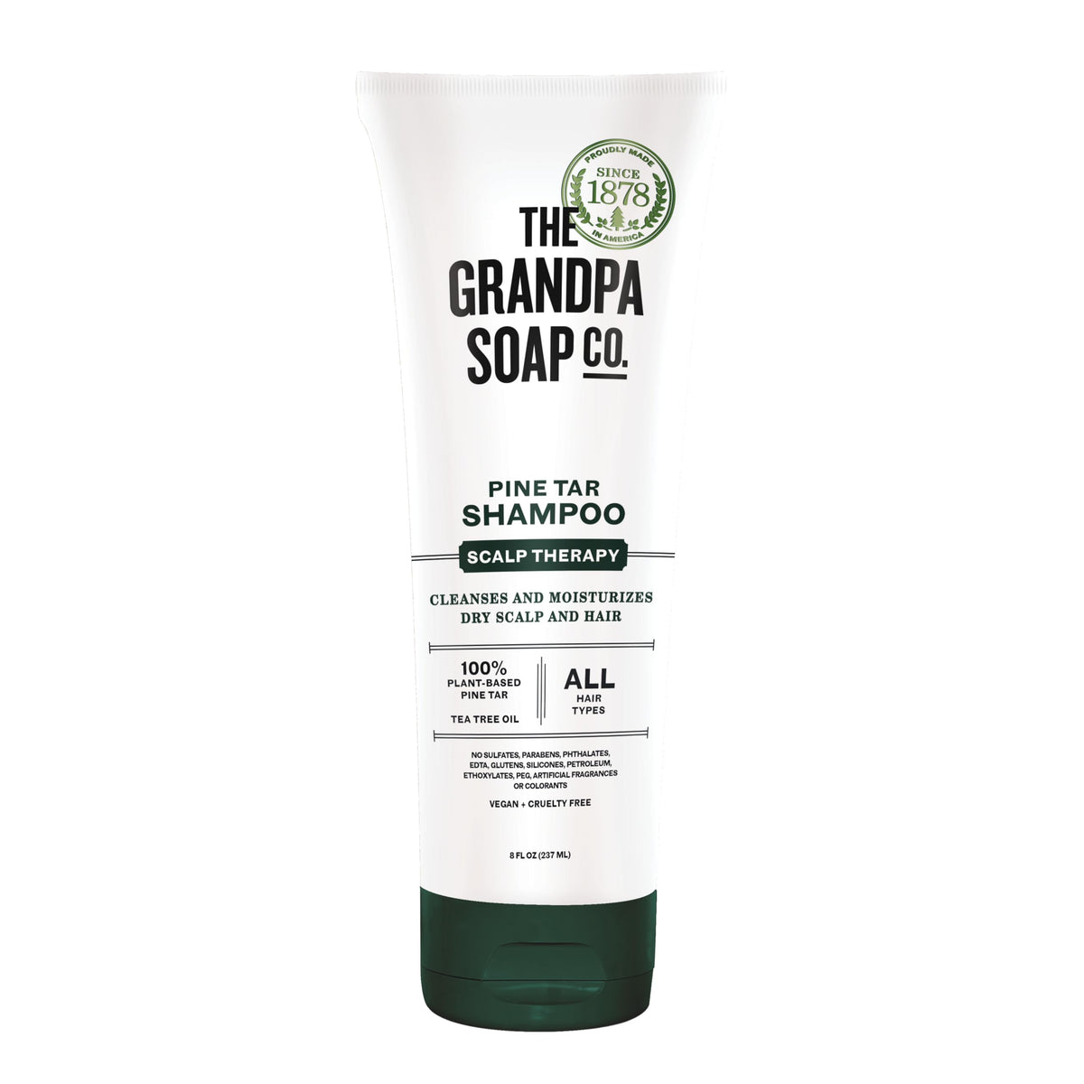 Grandpa's Soap Company front tube view showing product and clear label benefits