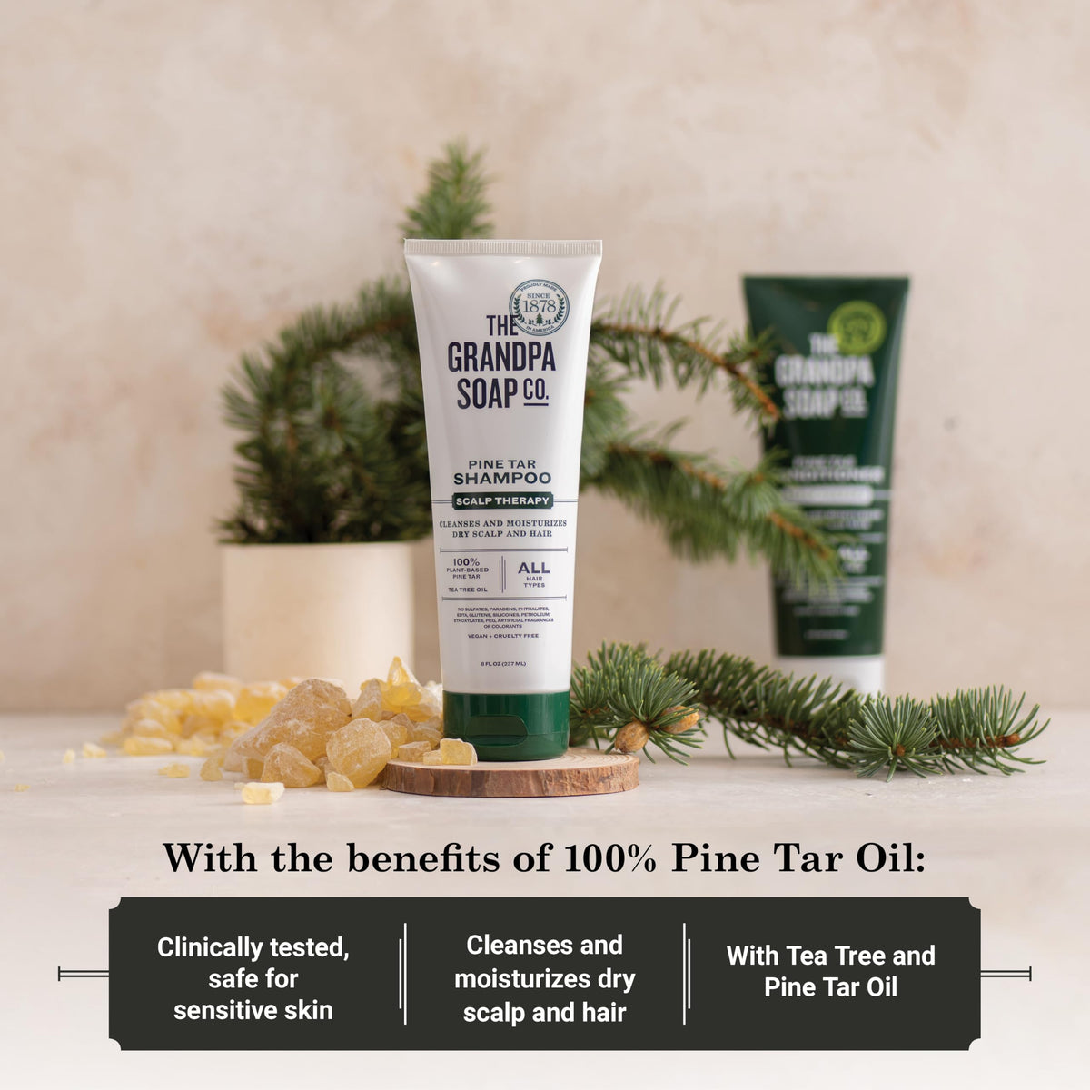 Grandpa's Soap Company shampoo in-use massaging scalp demonstrating effective cleanse