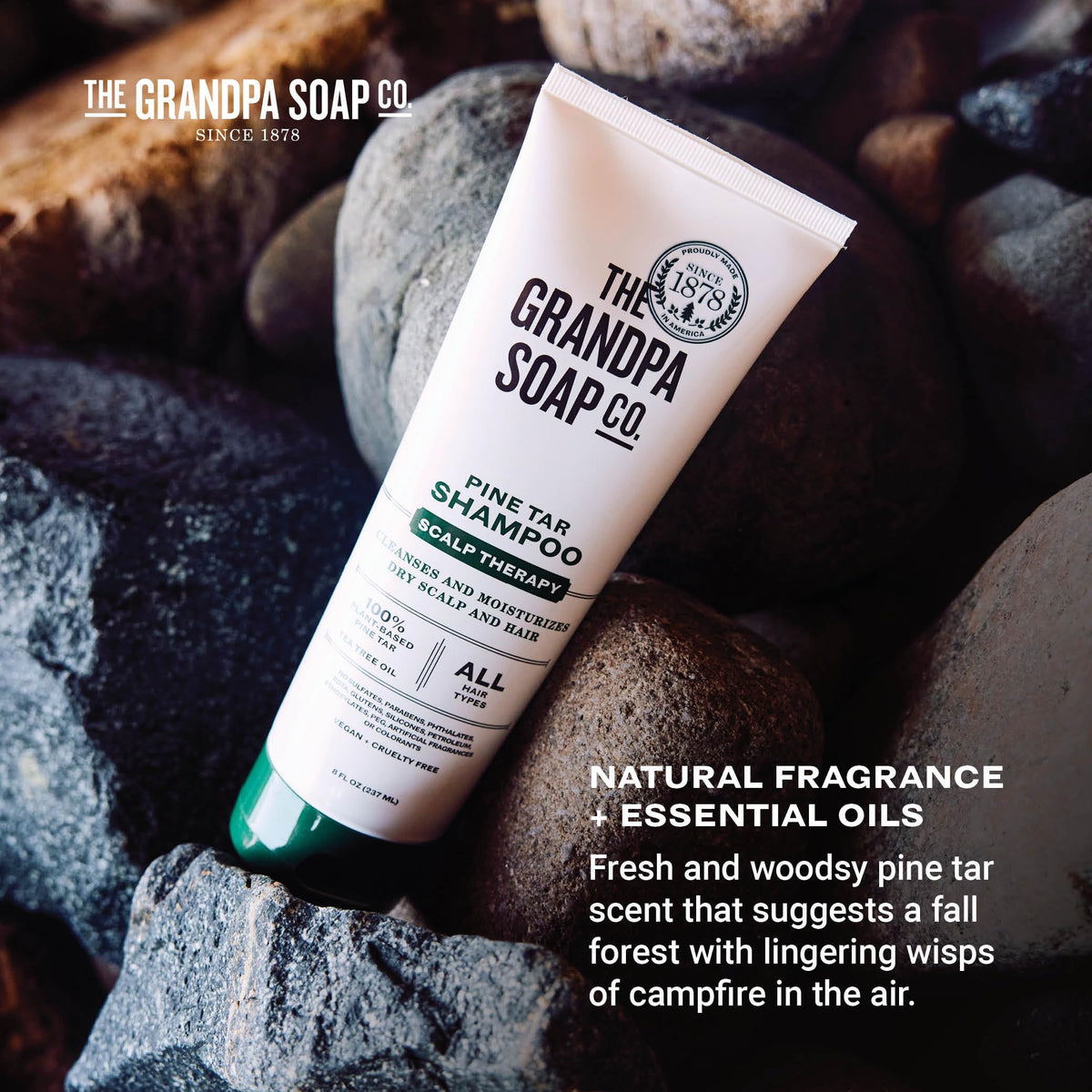 Grandpa's Soap Company 8 oz tube in hand showing true size and portability