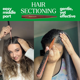GranNaturals backcombing demonstration at roots to create long-lasting volume