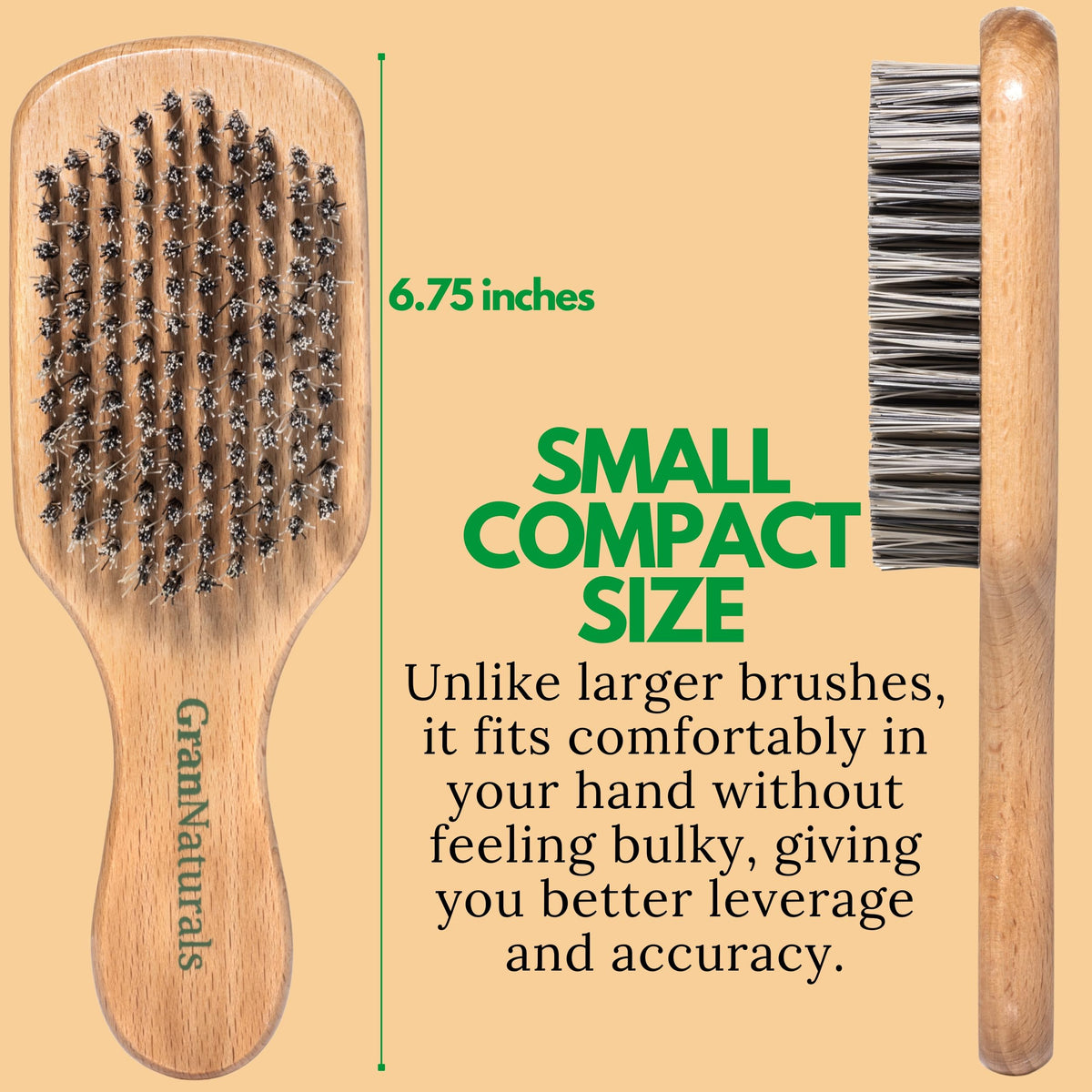 GranNaturals grooming a beard with brush to align facial hair and tame flyaways
