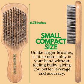 GranNaturals grooming a beard with brush to align facial hair and tame flyaways