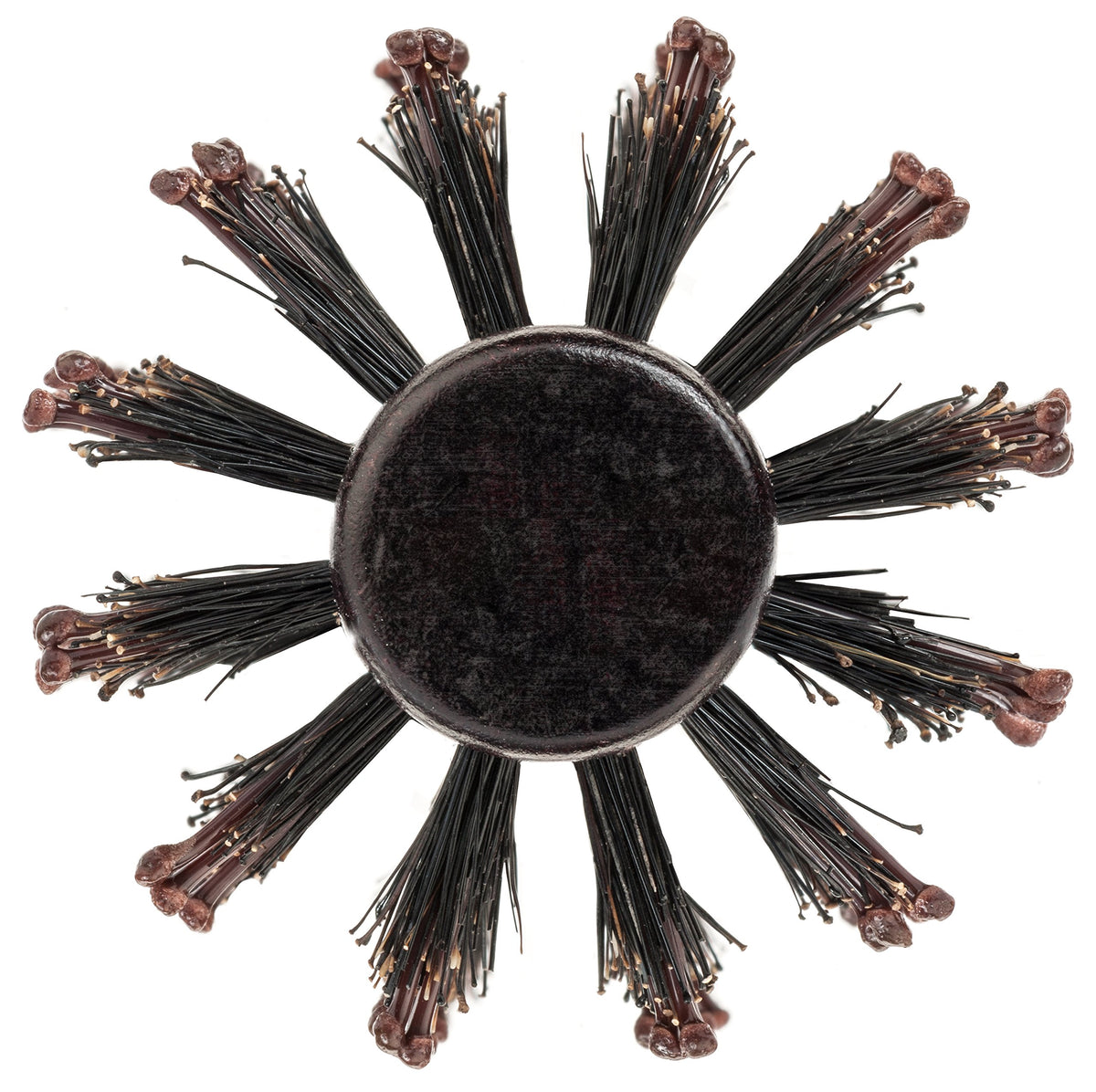 GranNaturals close-up of boar and nylon bristles smoothing hair and reducing frizz