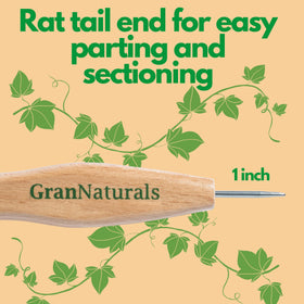 GranNaturals brush in hand scale indicating ergonomic handle and easy control
