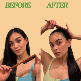 GranNaturals brush held in hand to show size and ergonomic control