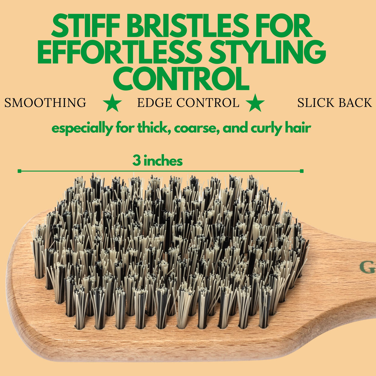 GranNaturals brush in use creating a slick-back hairstyle for polished hold