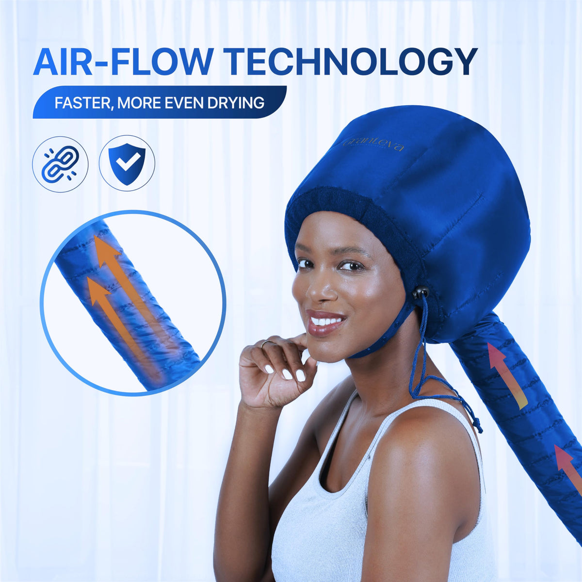 Granteva integrated headband closeup protecting ears and neck for comfort