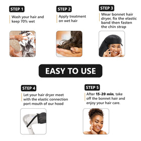 Granteva bonnet in styling session for hands-free deep-conditioning benefit