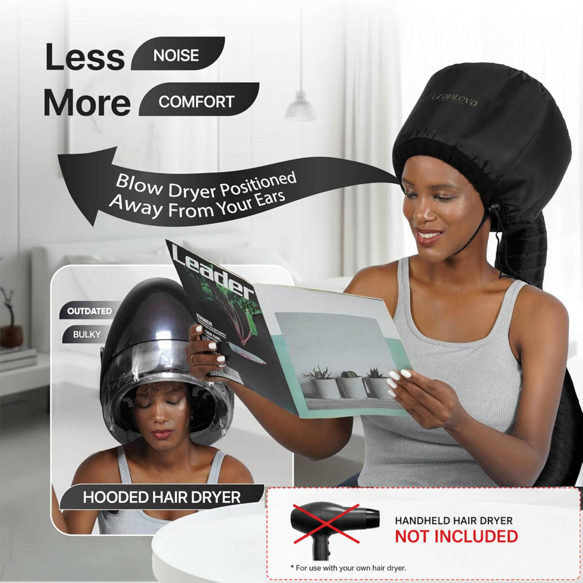 Granteva satin inner cap texture reducing friction and frizz