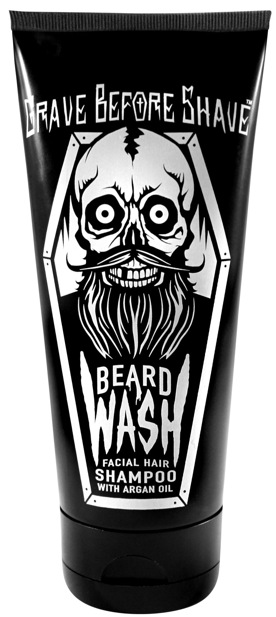 Grave Before Shave front tube showing label and barber shop scent benefits