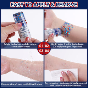 Gravel Dew pocket-sized glitter stick beside clutch for on-the-go sparkle