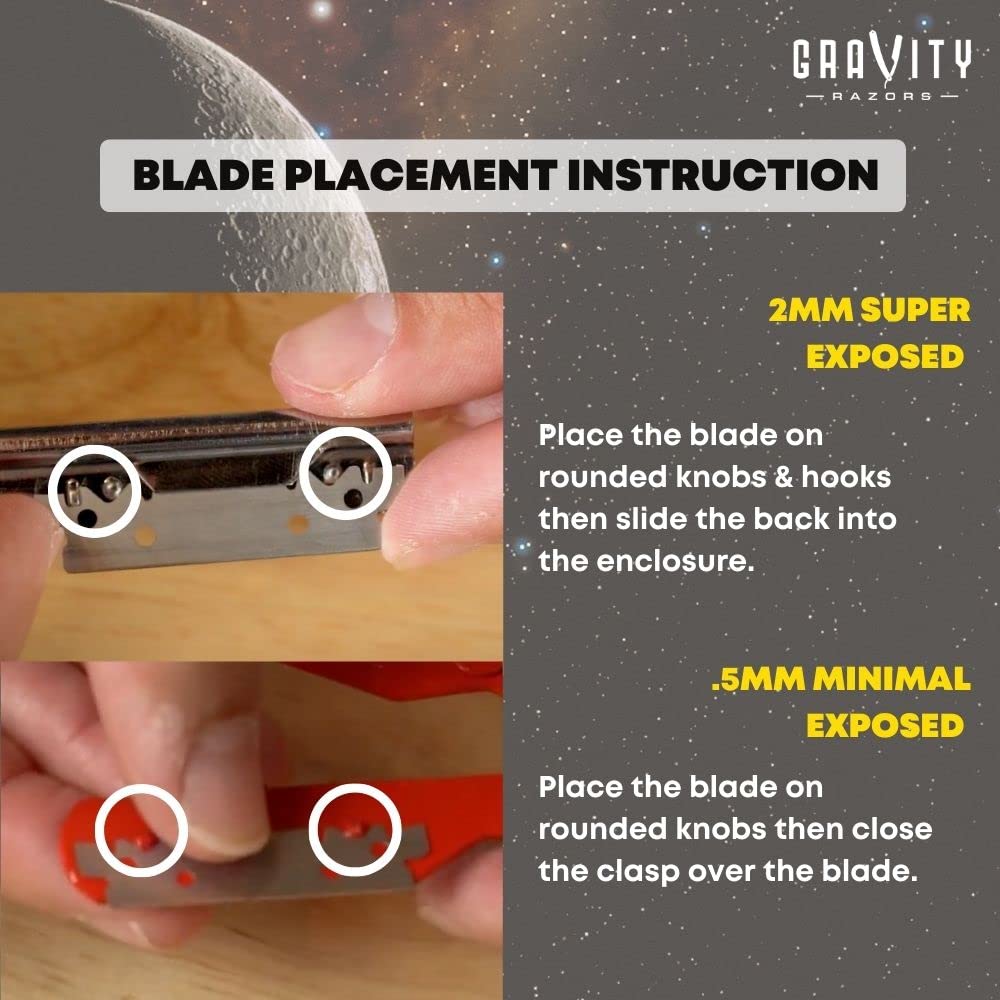 GRAVITY RAZORS single blade loaded in shavette demonstrating easy replacement benefit