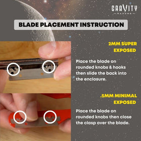 GRAVITY RAZORS single blade loaded in shavette demonstrating easy replacement benefit
