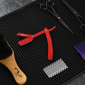 GRAVITY RAZORS stamped steel marking close-up showing Swedish steel quality benefit