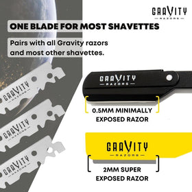 GRAVITY RAZORS steel surface texture detail indicating precision manufacturing benefit