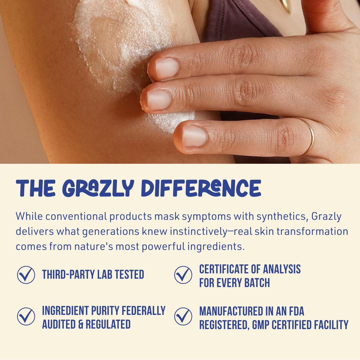 Grazly jar beside credit card demonstrating portable travel-friendly size