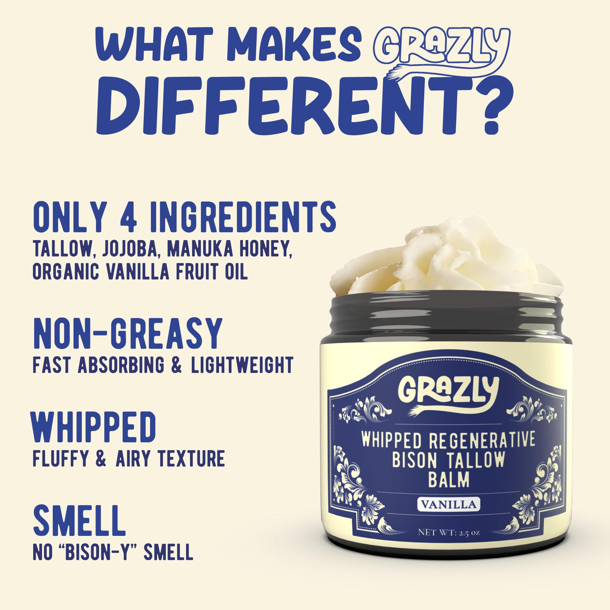 Grazly whipped texture close-up revealing creamy, fast-absorbing finish