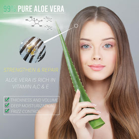 Green Leaf Naturals pouring aloe into hand to show quick absorption
