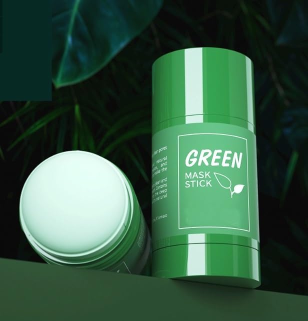 Green Mask Stick applied to face demonstrating targeted use
