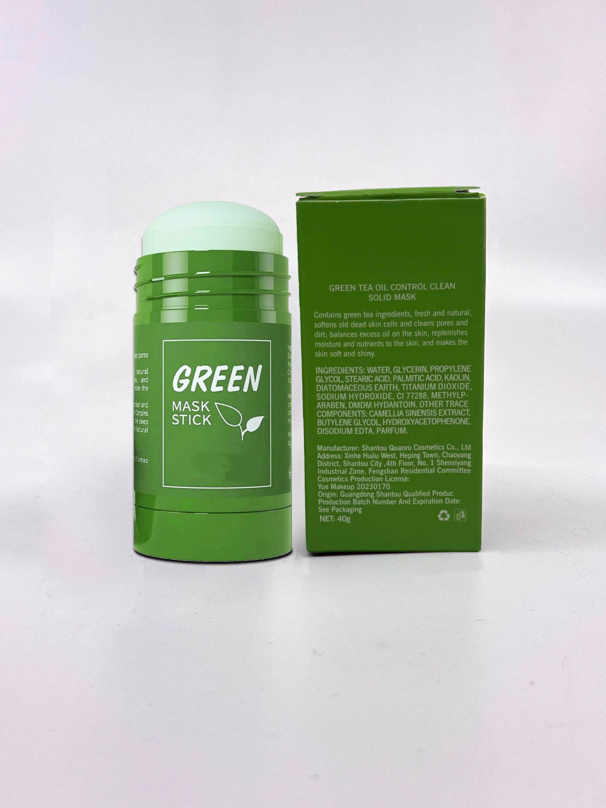 Green Mask Stick twist-up applicator ready to apply for mess-free use