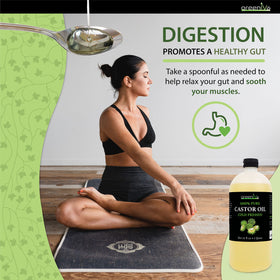 GreenIVe castor oil pack setup on cloth showing ideal oil saturation for pack routines benefit