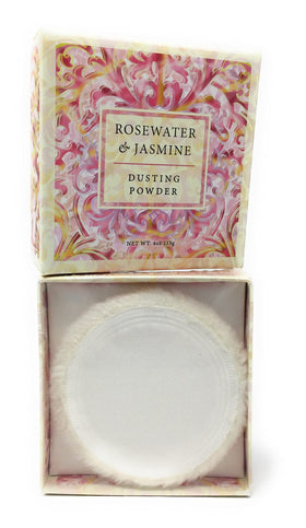 Greenwich Bay Trading Co. powder in a bathroom setting showing post-bath use and fresh, floral ambiance