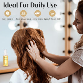 GREEONIL working into damp hair depicting improved manageability and styling readiness