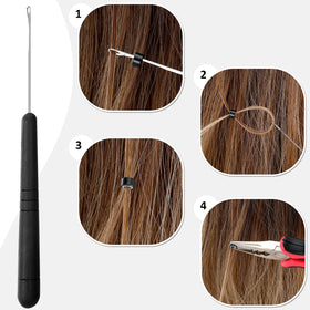 GrennMauler crochet hook and pulling loops for quick strand threading