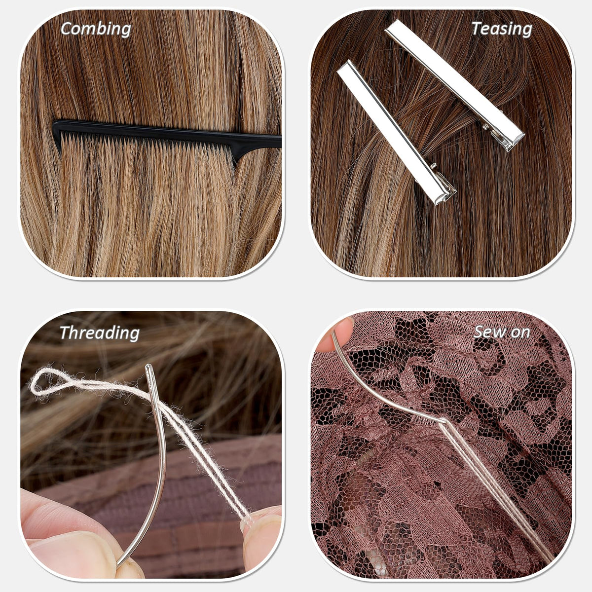 GrennMauler curved needles, sewing thread and clips for repair versatility