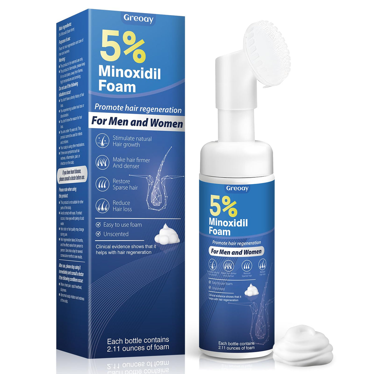 Greoay bottle front view showing product and clear dosage info for easy use