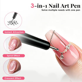 GricelnSV magnet held over nail demonstrating cat-eye pull for precise polish effect
