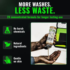 Grip Clean foam lather on palms demonstrating concentrated suds for efficient cleaning