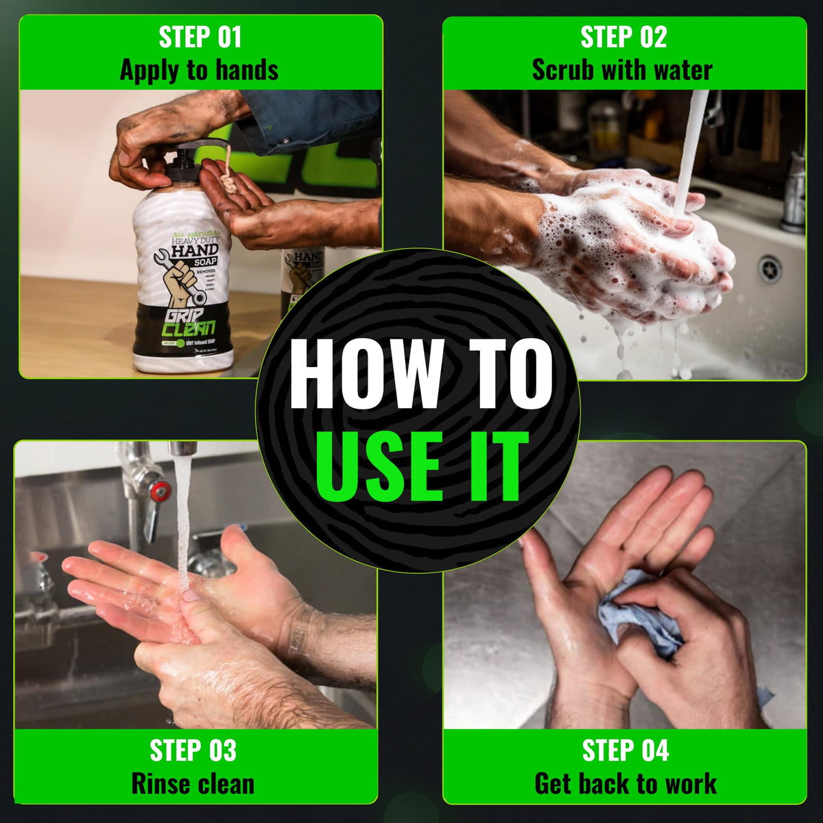 Grip Clean in garage setting with technician using product for real-world performance