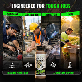 Grip Clean in use washing greasy mechanic hands for fast grease removal