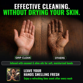 Grip Clean size comparison beside a socket to show compact 8 oz portability