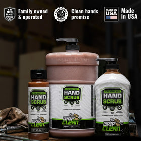 Grip Clean next to a tape measure showing 32oz size and value for busy shops