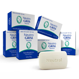 Grisi front packaging showing six fragrance-free bars and clear labeling for sensitive skin