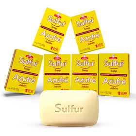 Grisi front packaging of sulfur soap showing label and 6-pack convenience