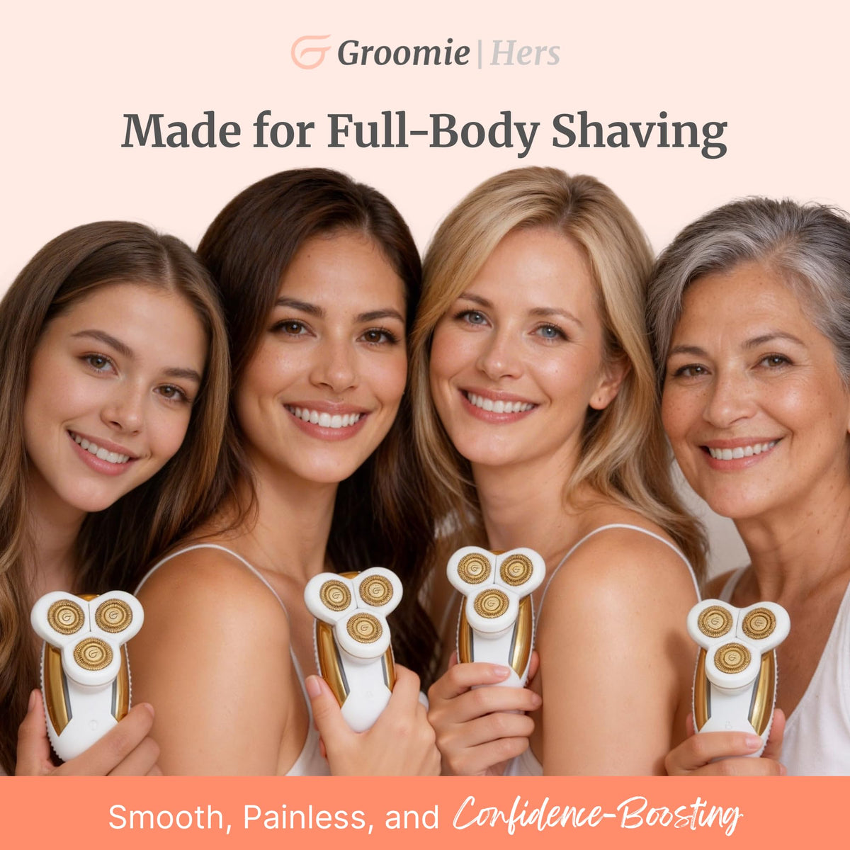 Groomie Hers LuxePro rinsed under tap to show easy cleaning and maintenance