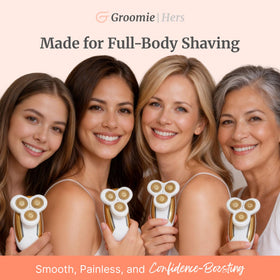 Groomie Hers LuxePro rinsed under tap to show easy cleaning and maintenance
