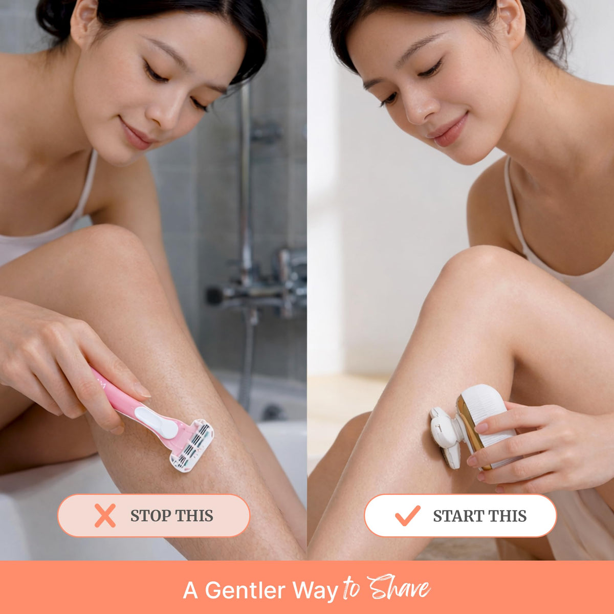 Groomie Hers LuxePro being used in shower demonstrating waterproof benefit
