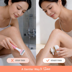 Groomie Hers LuxePro being used in shower demonstrating waterproof benefit