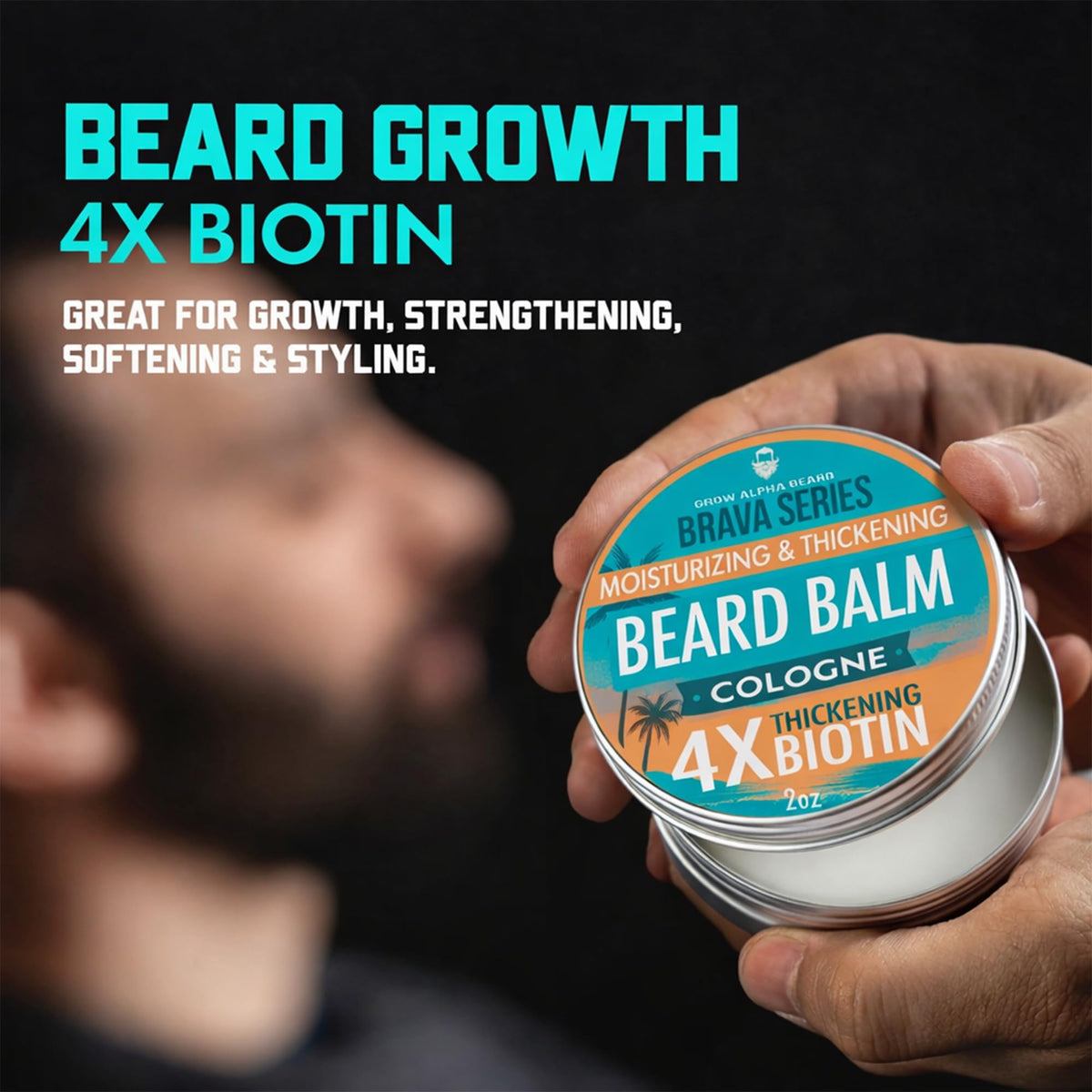GROW ALPHA BEARD applied to beard on man demonstrating smoother styled look